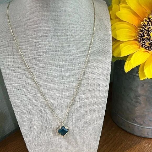 NWT Kendra Scott t Kacey Adjustable Length Pendant Necklace Gold & Aqua #KSNK - Picture 5 of 8
